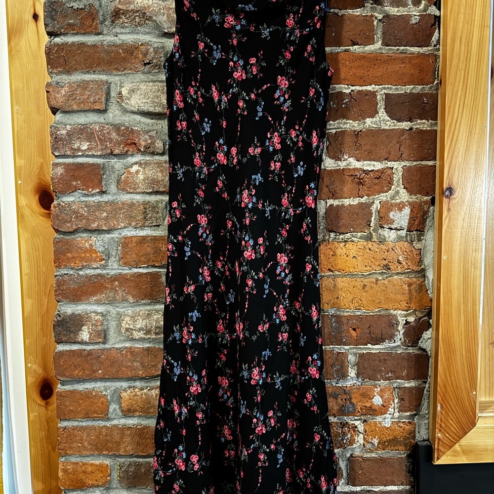1999 y2k Ralph Lauren Floral Black Midi dress
